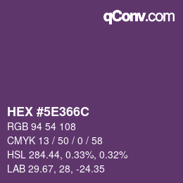 Color code: HEX #5E366C | qconv.com