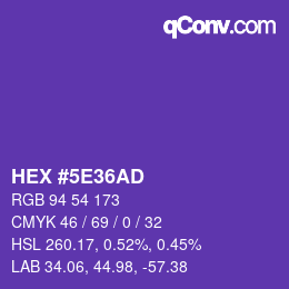 Color code: HEX #5E36AD | qconv.com