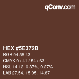 Color code: HEX #5E372B | qconv.com