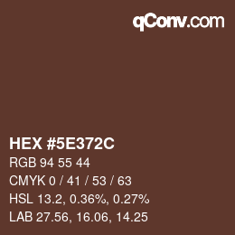 Color code: HEX #5E372C | qconv.com