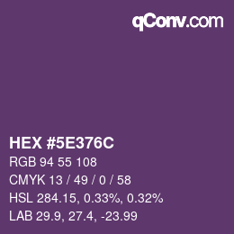 Color code: HEX #5E376C | qconv.com