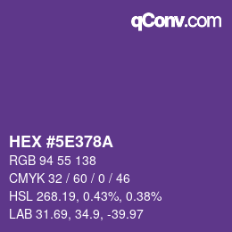 Color code: HEX #5E378A | qconv.com