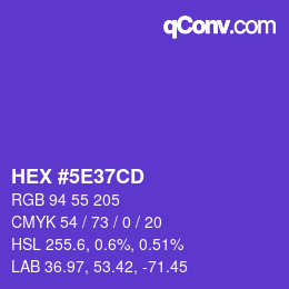 カラーコード: HEX #5E37CD | qconv.com