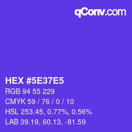 カラーコード: HEX #5E37E5 | qconv.com