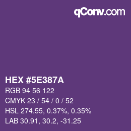 Color code: HEX #5E387A | qconv.com