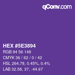 Color code: HEX #5E3894 | qconv.com
