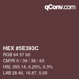 Color code: HEX #5E393C | qconv.com