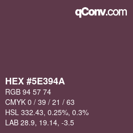 Color code: HEX #5E394A | qconv.com