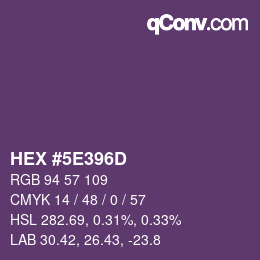カラーコード: HEX #5E396D | qconv.com