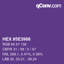 Color code: HEX #5E3988 | qconv.com