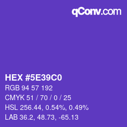 Code couleur: HEX #5E39C0 | qconv.com