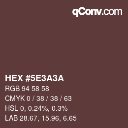 Color code: HEX #5E3A3A | qconv.com