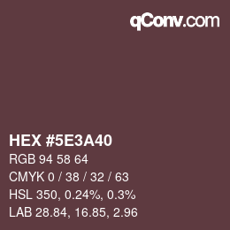 Color code: HEX #5E3A40 | qconv.com