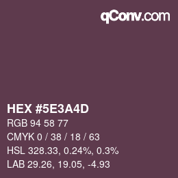 Color code: HEX #5E3A4D | qconv.com