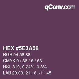 Color code: HEX #5E3A58 | qconv.com