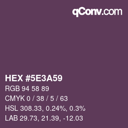 Color code: HEX #5E3A59 | qconv.com