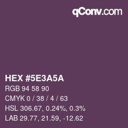 Color code: HEX #5E3A5A | qconv.com