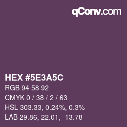 Color code: HEX #5E3A5C | qconv.com