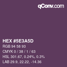 Color code: HEX #5E3A5D | qconv.com