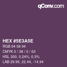 Color code: HEX #5E3A5E | qconv.com