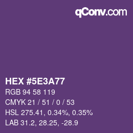 Farbcode: HEX #5E3A77 | qconv.com