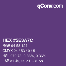 Color code: HEX #5E3A7C | qconv.com