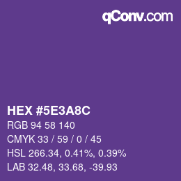 Color code: HEX #5E3A8C | qconv.com