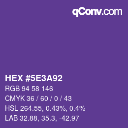Color code: HEX #5E3A92 | qconv.com