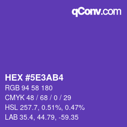 Color code: HEX #5E3AB4 | qconv.com