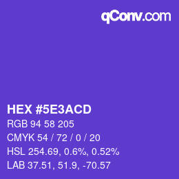 カラーコード: HEX #5E3ACD | qconv.com
