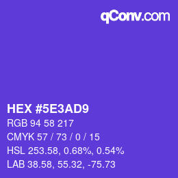 カラーコード: HEX #5E3AD9 | qconv.com