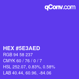 Color code: HEX #5E3AED | qconv.com