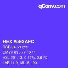 カラーコード: HEX #5E3AFC | qconv.com