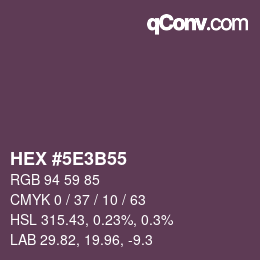 Color code: HEX #5E3B55 | qconv.com