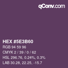 Color code: HEX #5E3B60 | qconv.com