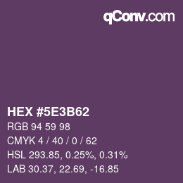 Color code: HEX #5E3B62 | qconv.com