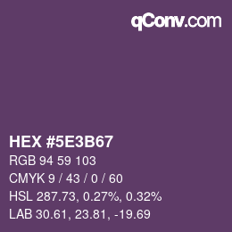 Color code: HEX #5E3B67 | qconv.com