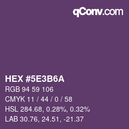 Color code: HEX #5E3B6A | qconv.com