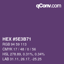 Color code: HEX #5E3B71 | qconv.com