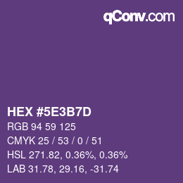 Color code: HEX #5E3B7D | qconv.com
