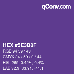 カラーコード: HEX #5E3B8F | qconv.com