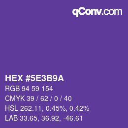 Color code: HEX #5E3B9A | qconv.com