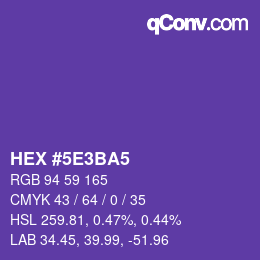 颜色代码: HEX #5E3BA5 | qconv.com