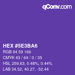 颜色代码: HEX #5E3BA6 | qconv.com