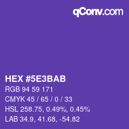 颜色代码: HEX #5E3BAB | qconv.com
