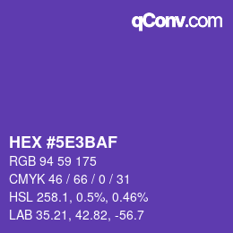 Color code: HEX #5E3BAF | qconv.com