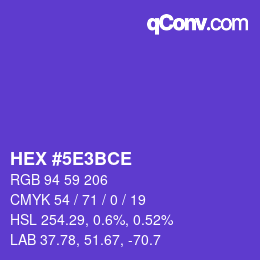 Code couleur: HEX #5E3BCE | qconv.com