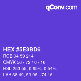 カラーコード: HEX #5E3BD6 | qconv.com