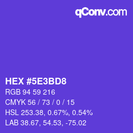 カラーコード: HEX #5E3BD8 | qconv.com