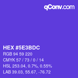 Color code: HEX #5E3BDC | qconv.com